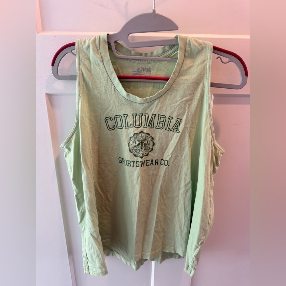 Columbia Sportswear Mint Green Graphic Tank Top Women’s Large Outdoor Logo